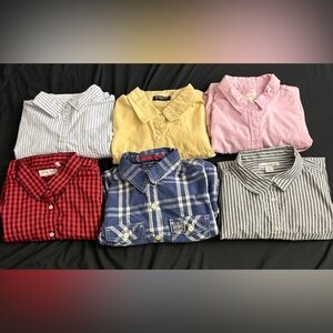 Button Up Lot Of 6 Shirts Women’s Medium Striped Checkered Solid